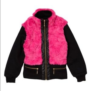 Barbie Pink Faux Fur Jacket - Size 6 (girls)